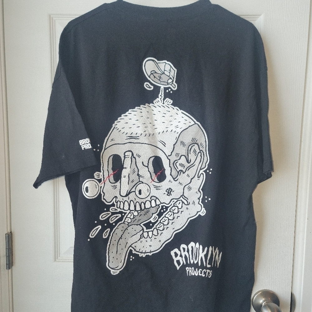 Mens Brooklyn Project 2Sided Short Sleeve Crew Neck Made In The USA Tshirt SZ XL